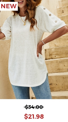 White Decorative Button Half Sleeve T Shirt
