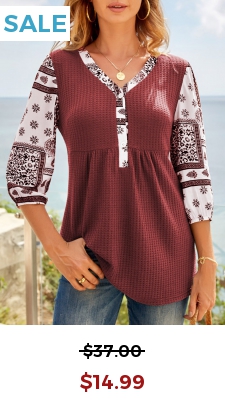 Tribal Print V Neck 3/4 Sleeve Tunic Top