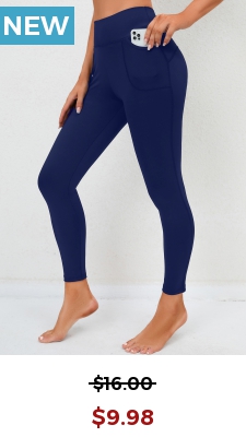 High Waisted Skinny Double Side Pockets Navy Leggings