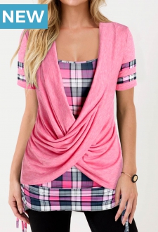 Pink Tie Side Front Cross T Shirt