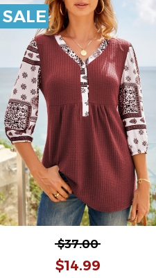 Tribal Print V Neck 3/4 Sleeve Tunic Top