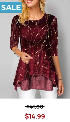Round Neck Long Sleeve Red Velvet T Shirt