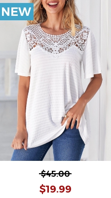 White Lace Patchwork Short Sleeve T Shirt