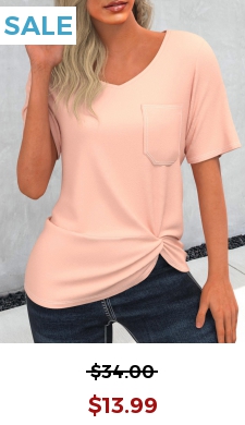 Twist Hem Light Pink Pocket T Shirt