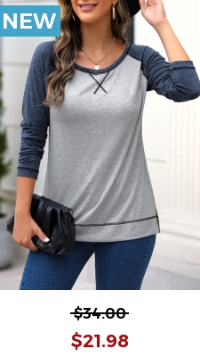 Contrast Piping Light Grey Long Sleeve T Shirt