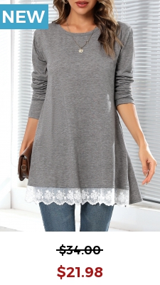 Light Grey Lace Patchwork Long Sleeve Sweatshirt