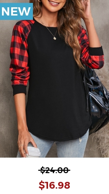 Black Tartan Print Long Sleeve T Shirt
