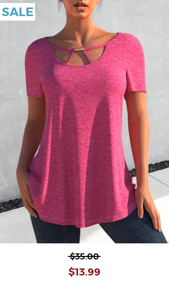 Rose Red Cutout Short Sleeve T Shirt