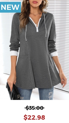 Dark Grey Pocket Long Sleeve Zipper Hoodie