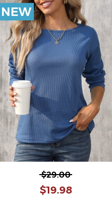 Blue Long Sleeve Round Neck T Shirt