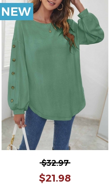 Sage Green Long Sleeve Decorative Button T Shirt