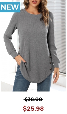 Grey Decorative Button Long Sleeve T Shirt