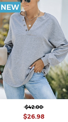 Grey Marl Long Sleeve Split Neck Sweatshirt