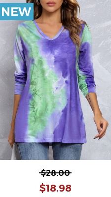Purple Tie Dye Print Long Sleeve T Shirt