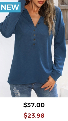 Navy V Neck Quarter Button Sweatshirt