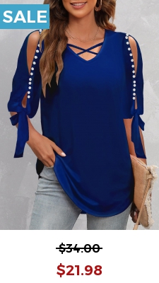 Pearl Design Cold Shoulder Navy T Shirt