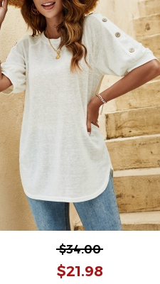 White Decorative Button Half Sleeve T Shirt