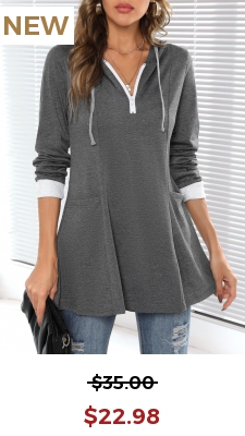 Dark Grey Pocket Long Sleeve Zipper Hoodie