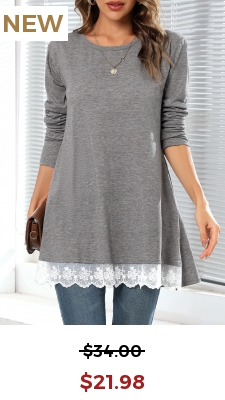 Light Grey Lace Patchwork Long Sleeve Sweatshirt