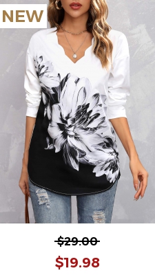 Black Floral Print Long Sleeve Blouse