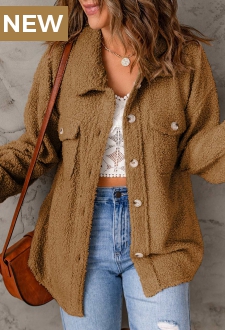 Coffee Camel Pocket Long Sleeve Coat