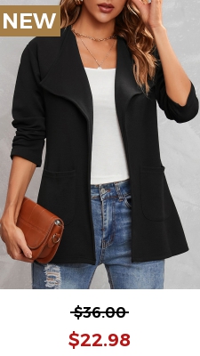 Black Pocket Long Sleeve Turndown Collar Coat