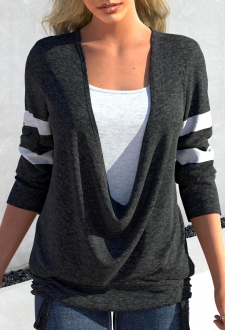 Dark Grey Marl Drawstring Fake 2in1 T Shirt
