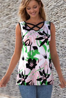 Cross Strap Floral Print Tank Top