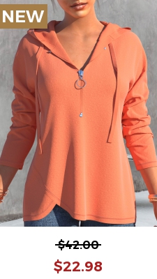 Coral Red Quarter Zip Long Sleeve Hoodie
