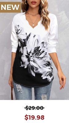 Black Floral Print Long Sleeve Blouse