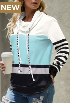 Dusty Blue Striped Long Sleeve Sweatshirt