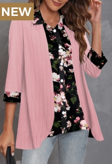 Pink Fake 2in1 Floral Print Blouse