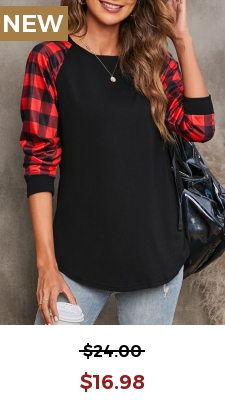 Black Tartan Print Long Sleeve T Shirt