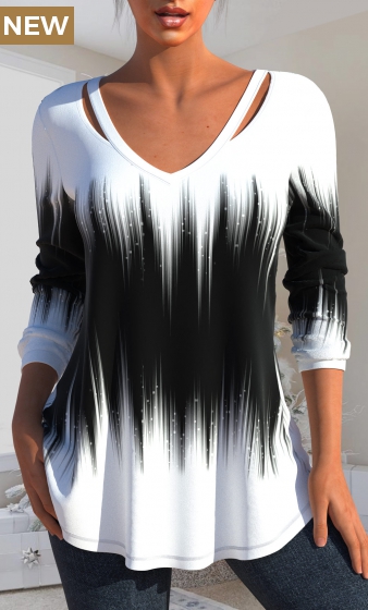 Black Cut Out Ombre Long Sleeve T Shirt