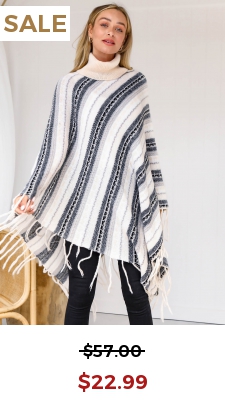 Tassel Stripe Print Long Sleeve Turtleneck Sweater
