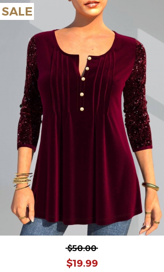 Velvet Stitching Christmas Design Wine Red T Shirt