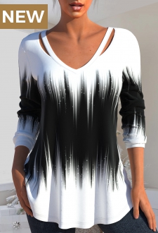 Black Cut Out Ombre Long Sleeve T Shirt