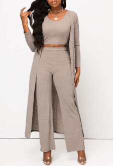 Light Camel Scoop Neck Straight Leg Set