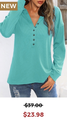 Mint Green Long Sleeve Polo Collar Sweatshirt