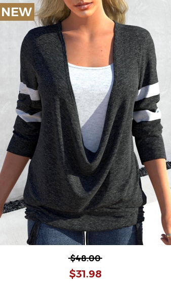 Dark Grey Marl Drawstring Fake 2in1 T Shirt