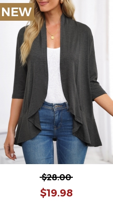 Dark Grey Ruffle Half Sleeve Cardigan