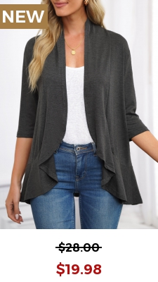 Dark Grey Ruffle Half Sleeve Cardigan