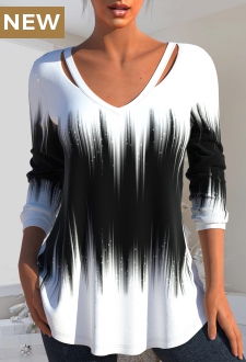 Black Cut Out Ombre Long Sleeve T Shirt