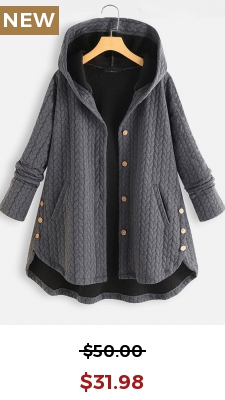 Grey Pocket Long Sleeve Hooded Coat
