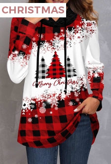 Multi Color Twisted Christmas Tree Print Hoodie