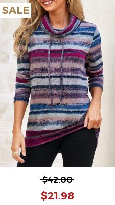 Drawstring Long Sleeve Cowl Neck Sweatshirt