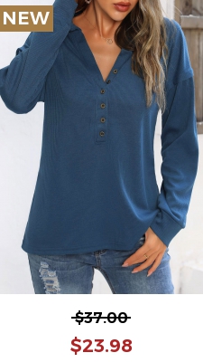 Navy V Neck Quarter Button Sweatshirt