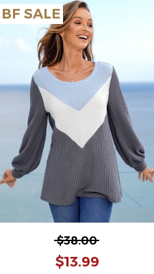 Long Sleeve Round Neck Color Block Sweatshirt