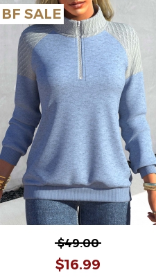 Dusty Blue Long Sleeve Zipper Sweatshirt