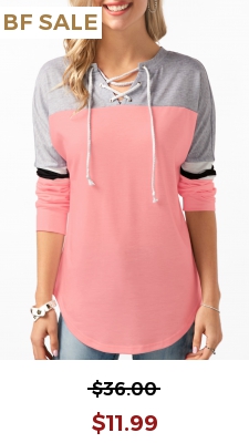 Contrast Lace Up Long Sleeve Sweatshirt